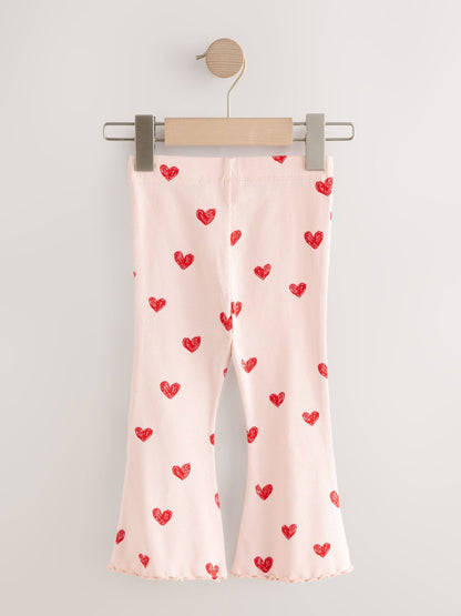 Light Pink Heart Rib Flare Leggings (3mths-7yrs) image 5