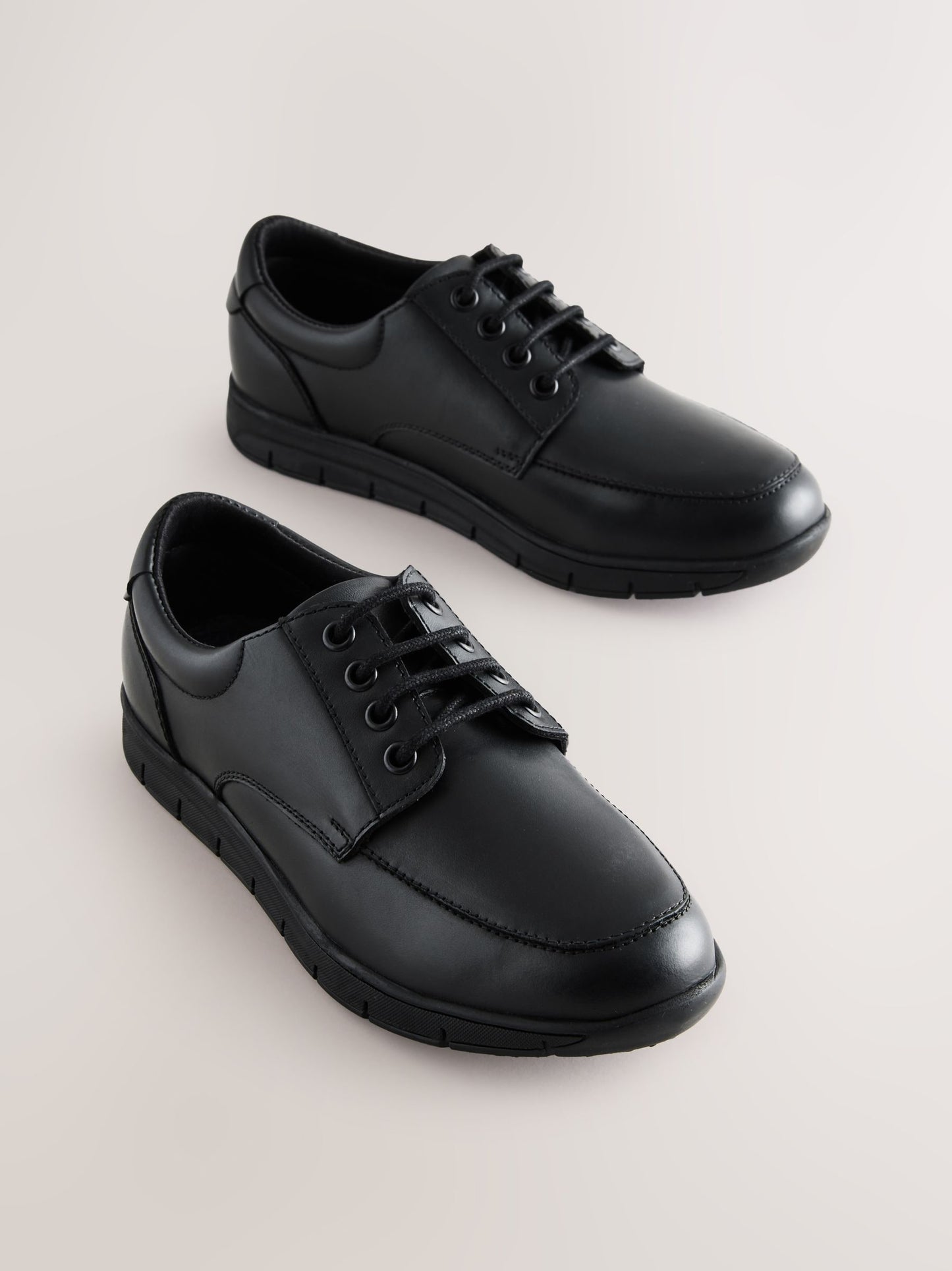 Black Standard Fit (F) Smart Leather Lace Up School Shoes image 1