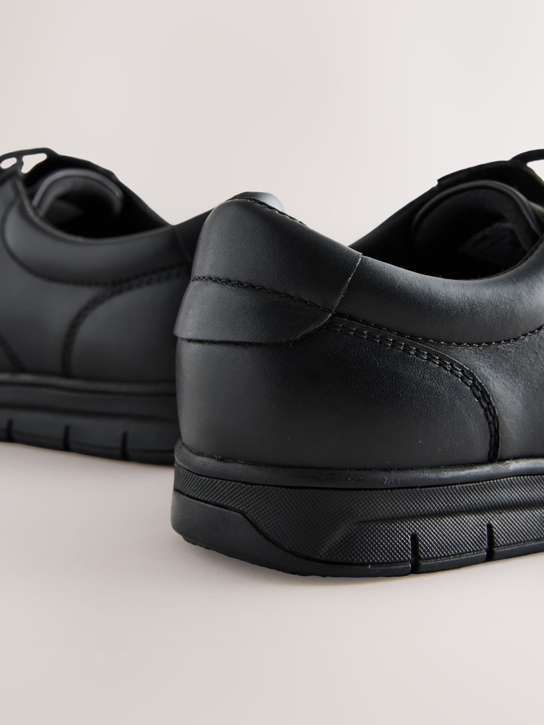 Black Standard Fit (F) Smart Leather Lace Up School Shoes image 4