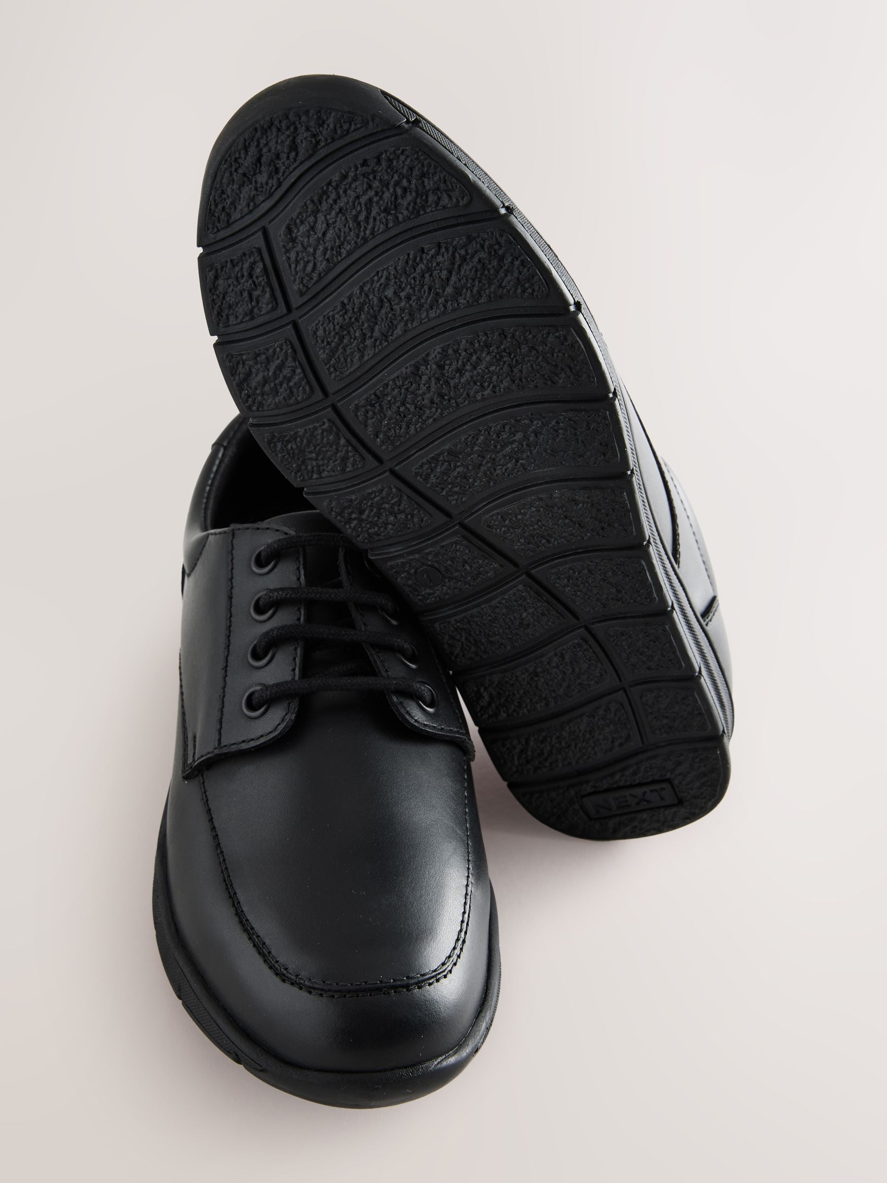 Black Standard Fit (F) Smart Leather Lace Up School Shoes image 5