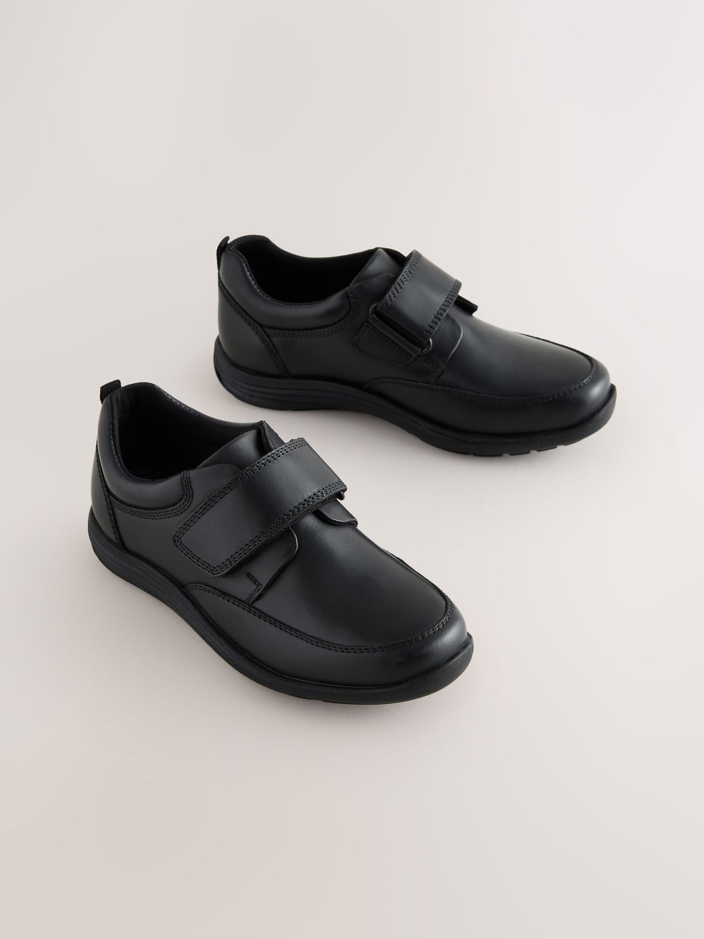 Black Extra Wide Fit (H) Leather 1 Strap Touch Fastening School Shoes image 1