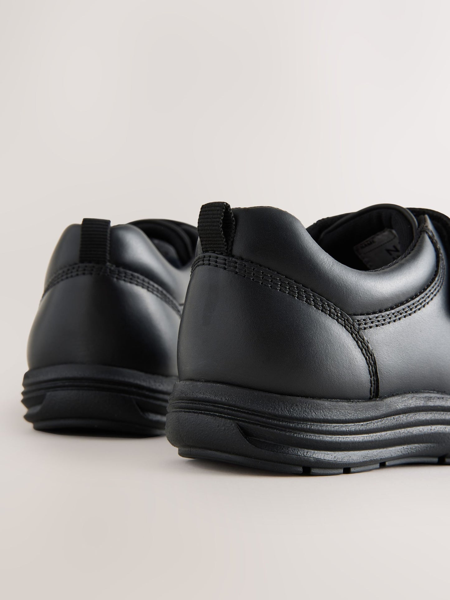 Black Extra Wide Fit (H) Leather 1 Strap Touch Fastening School Shoes image 4