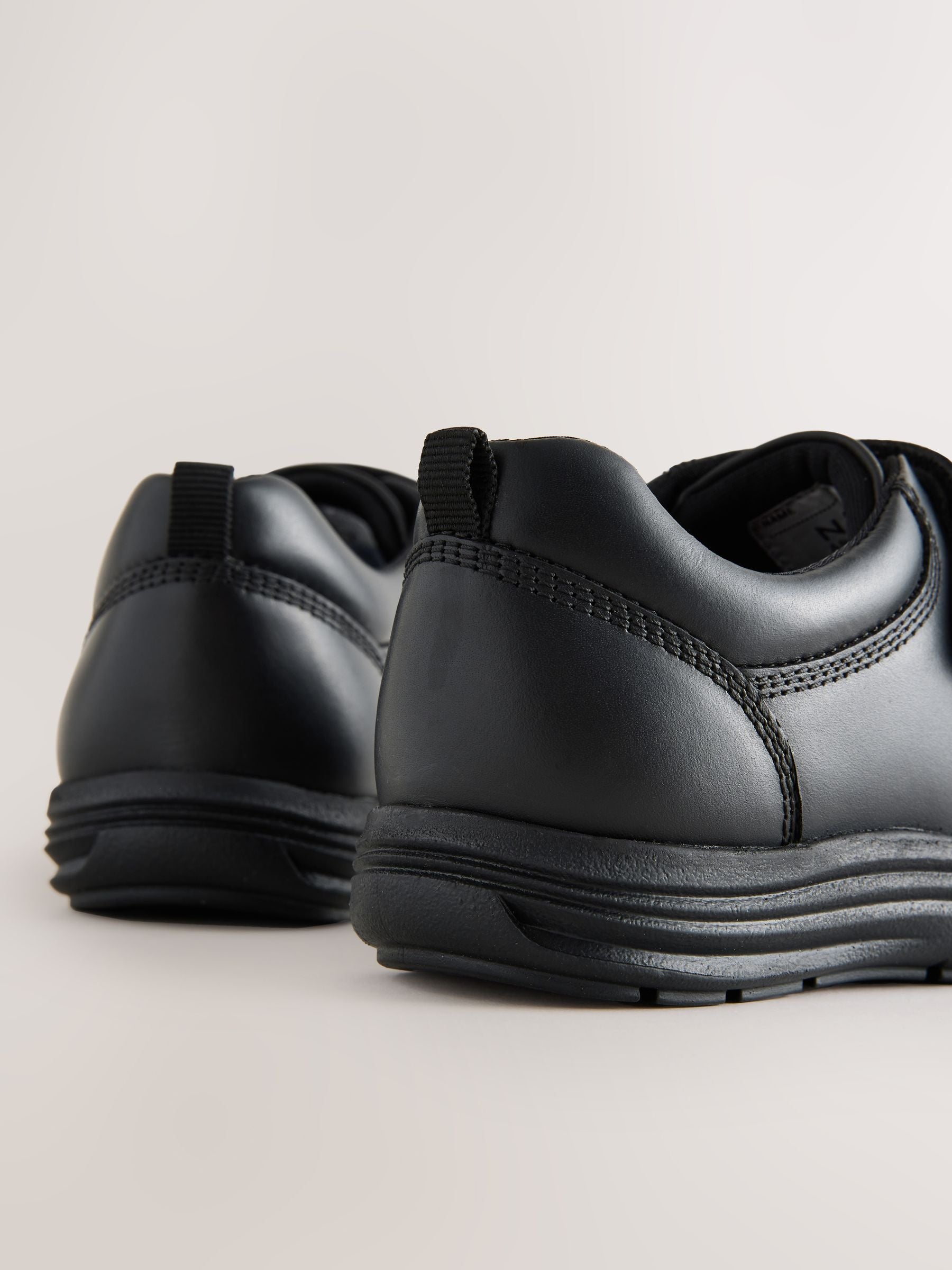 Black Extra Wide Fit (H) Leather 1 Strap Touch Fastening School Shoes image 4