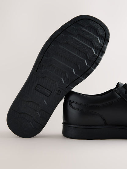Black Standard Fit (F) Leather Lace Up Loafer School Shoes image 4