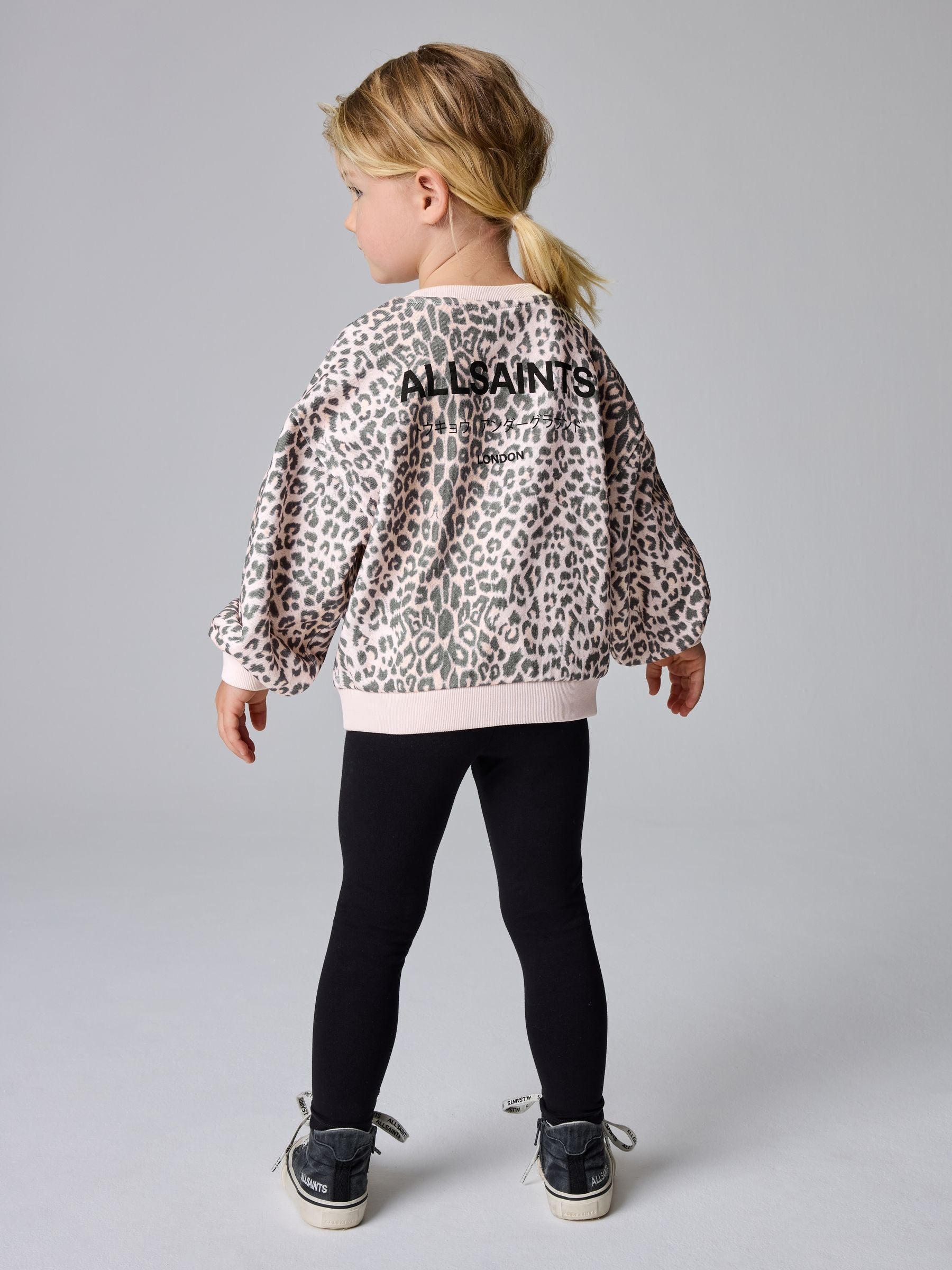 smALLSAINTS Pink Leopard Rihan Younger Girls Sweatshirt and Leggigs Set image 2