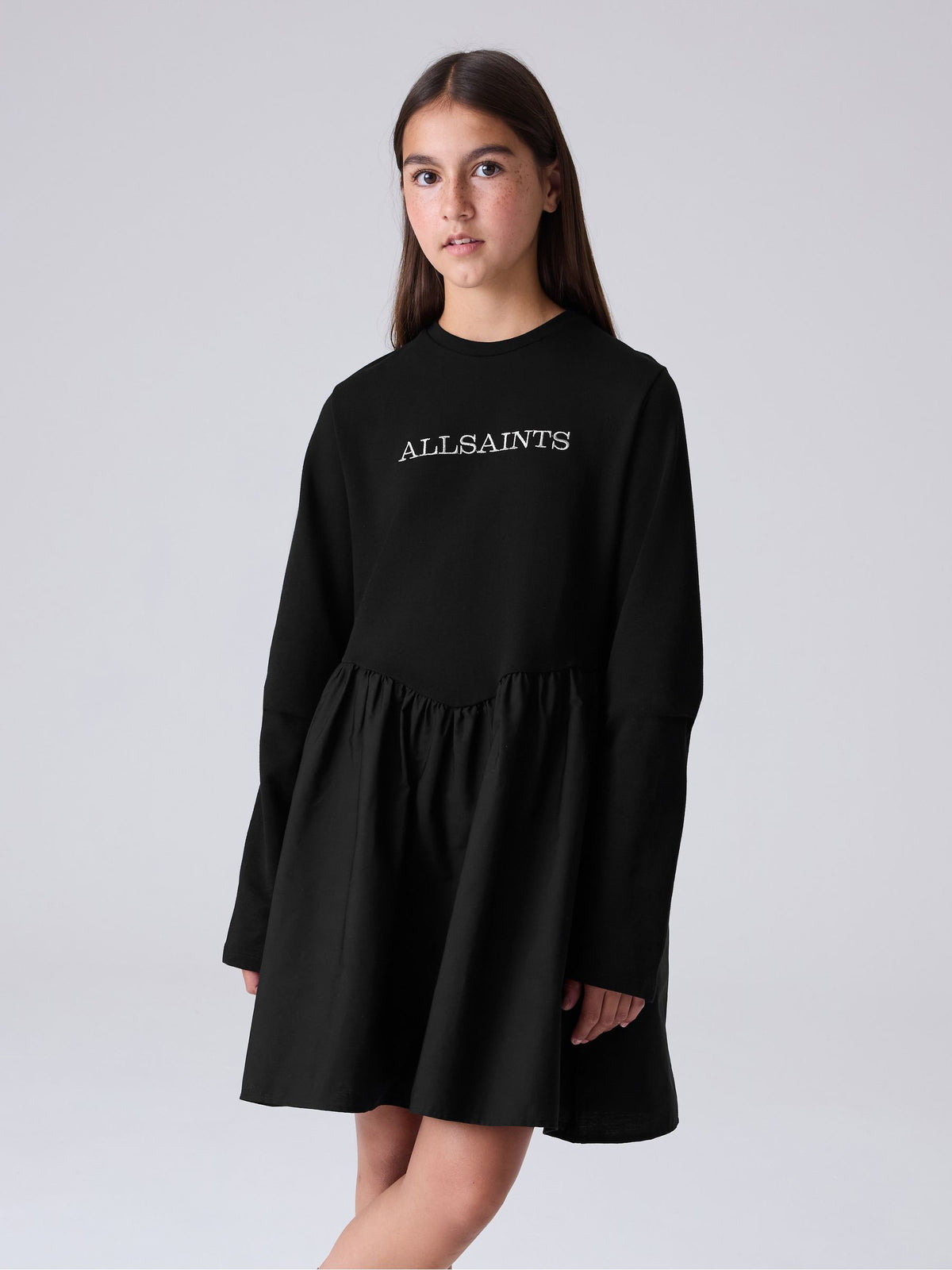 smALLSAINTS Black Logo Chevron Long Sleeve T-Shirt Dress - image 1