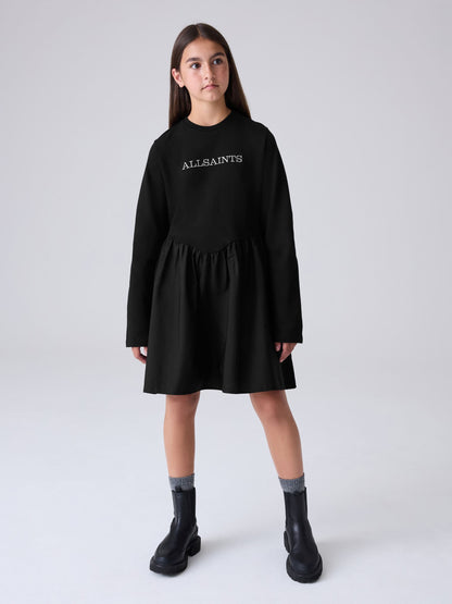 smALLSAINTS Black Logo Chevron Long Sleeve T-Shirt Dress - image 3