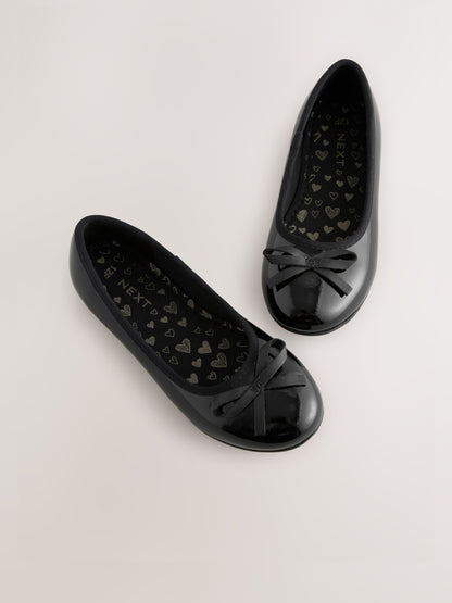 Black Patent Standard Fit (F) Leather Ballerina School Shoes image 2