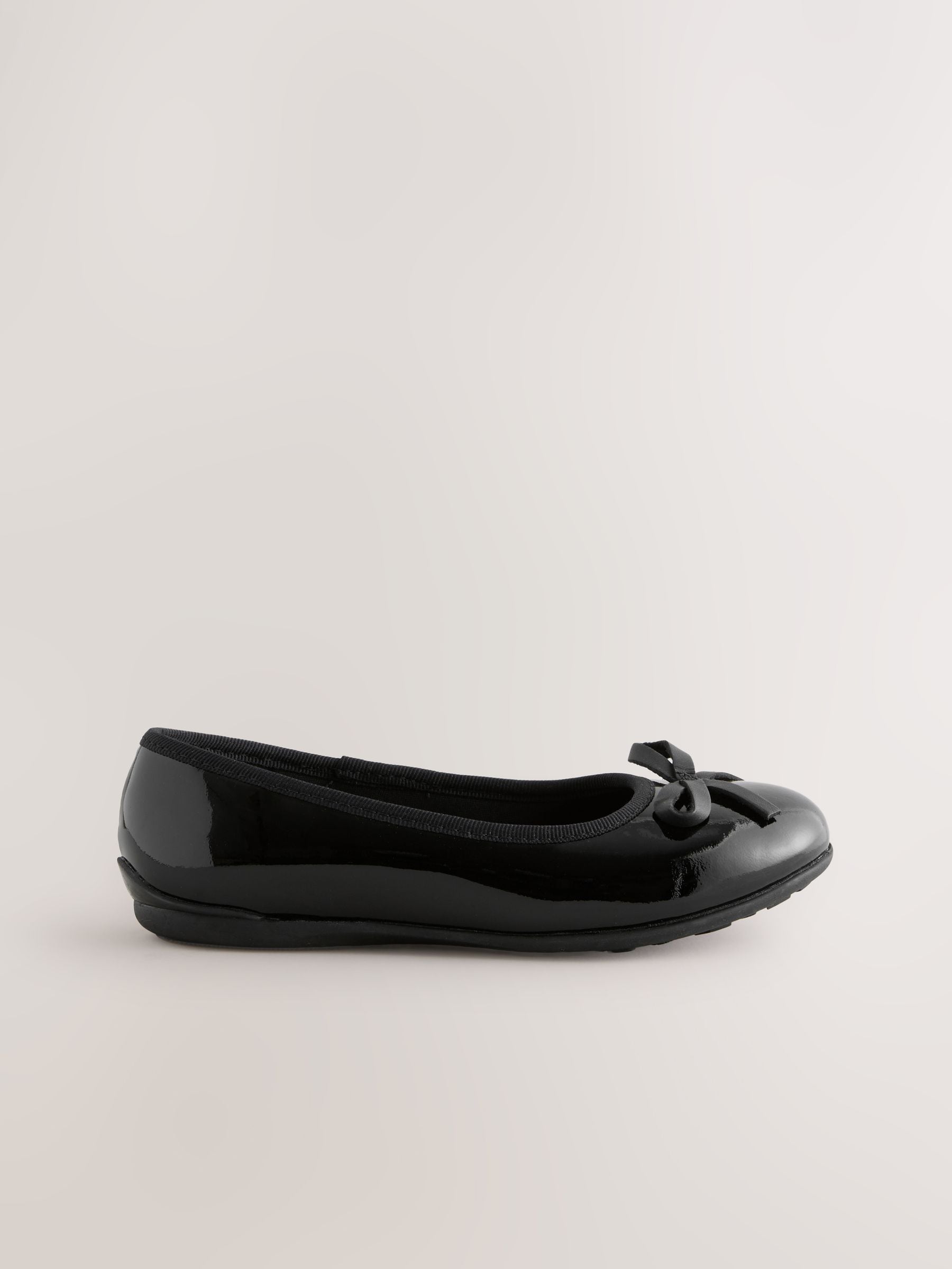 Black Patent Standard Fit (F) Leather Ballerina School Shoes image 3