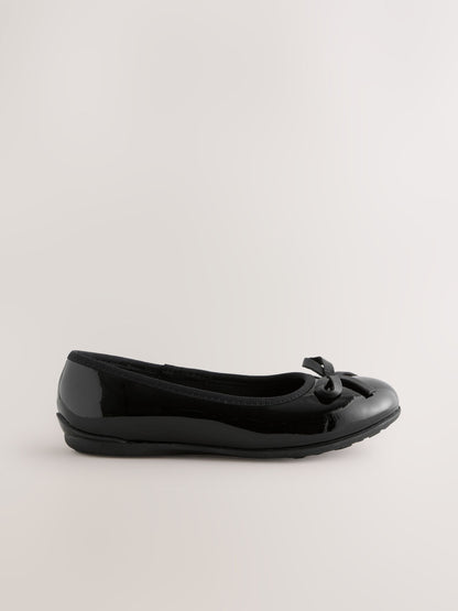 Black Patent Standard Fit (F) Leather Ballerina School Shoes image 3