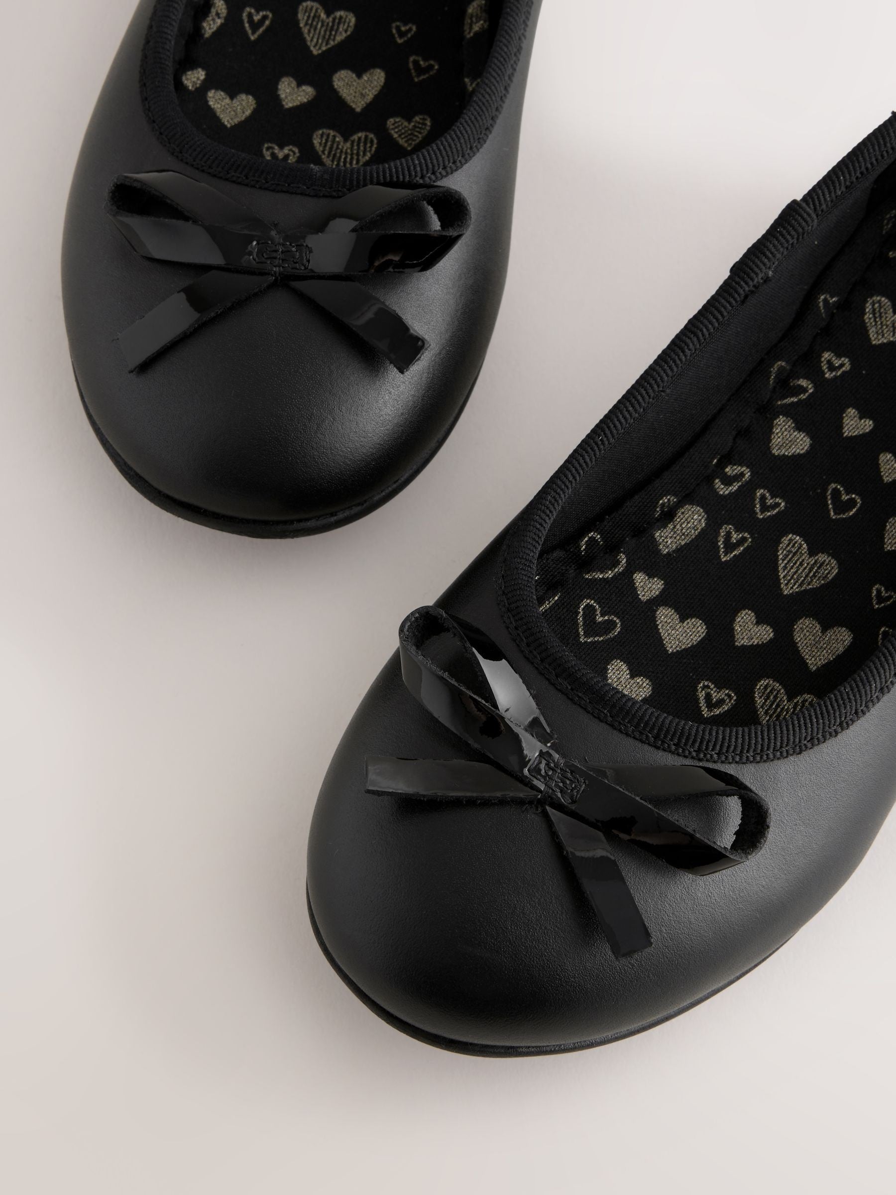 Black Wide Fit (G) Leather Ballerina School Shoes image 4