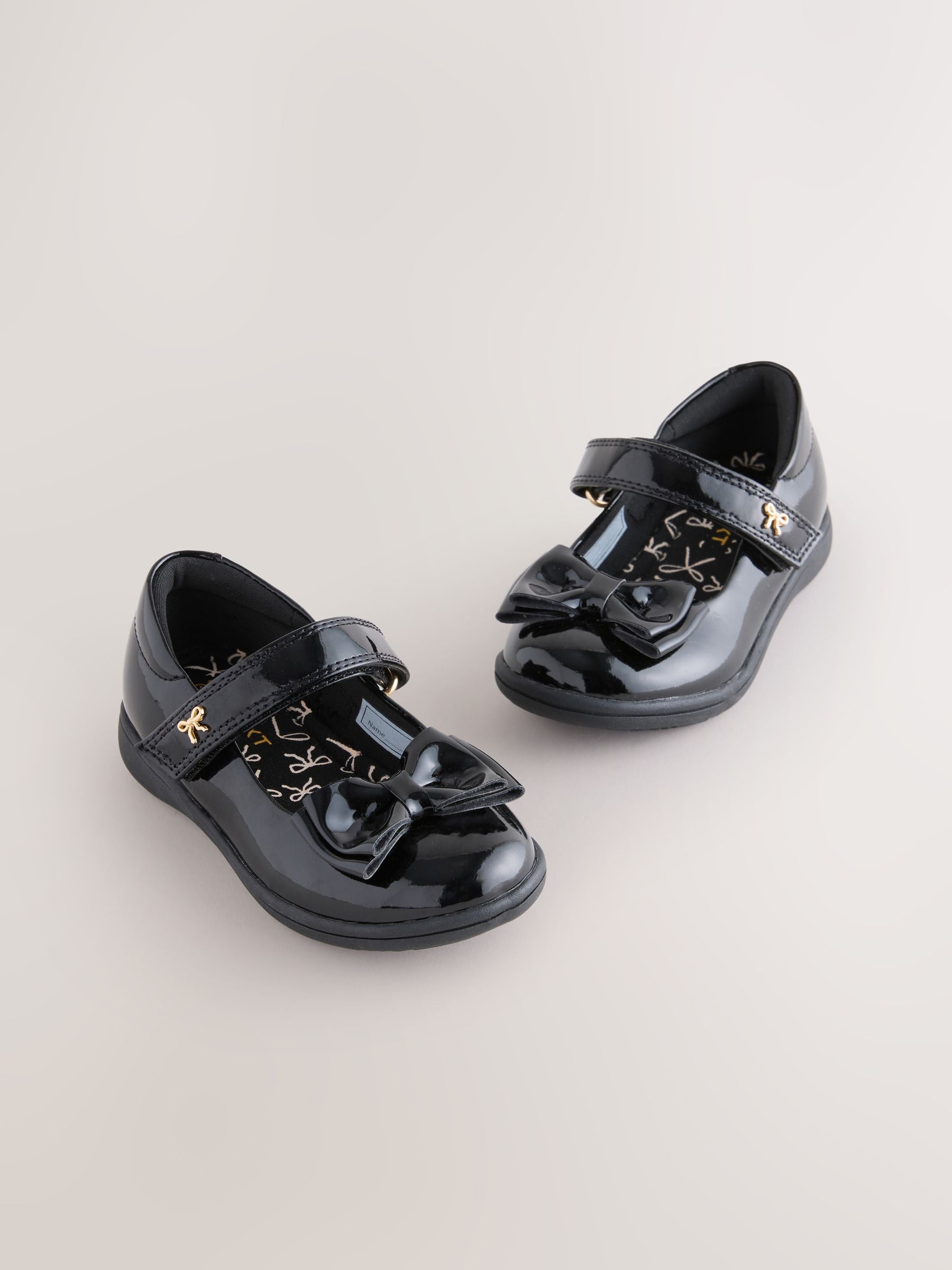 Black Patent Standard Fit (F) Bow Mary Jane School Shoes image 1