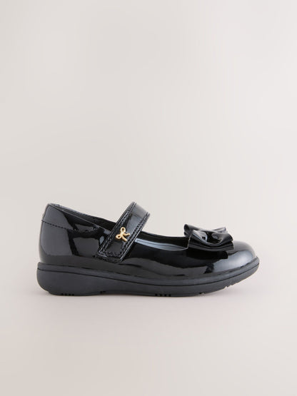 Black Patent Standard Fit (F) Bow Mary Jane School Shoes image 2