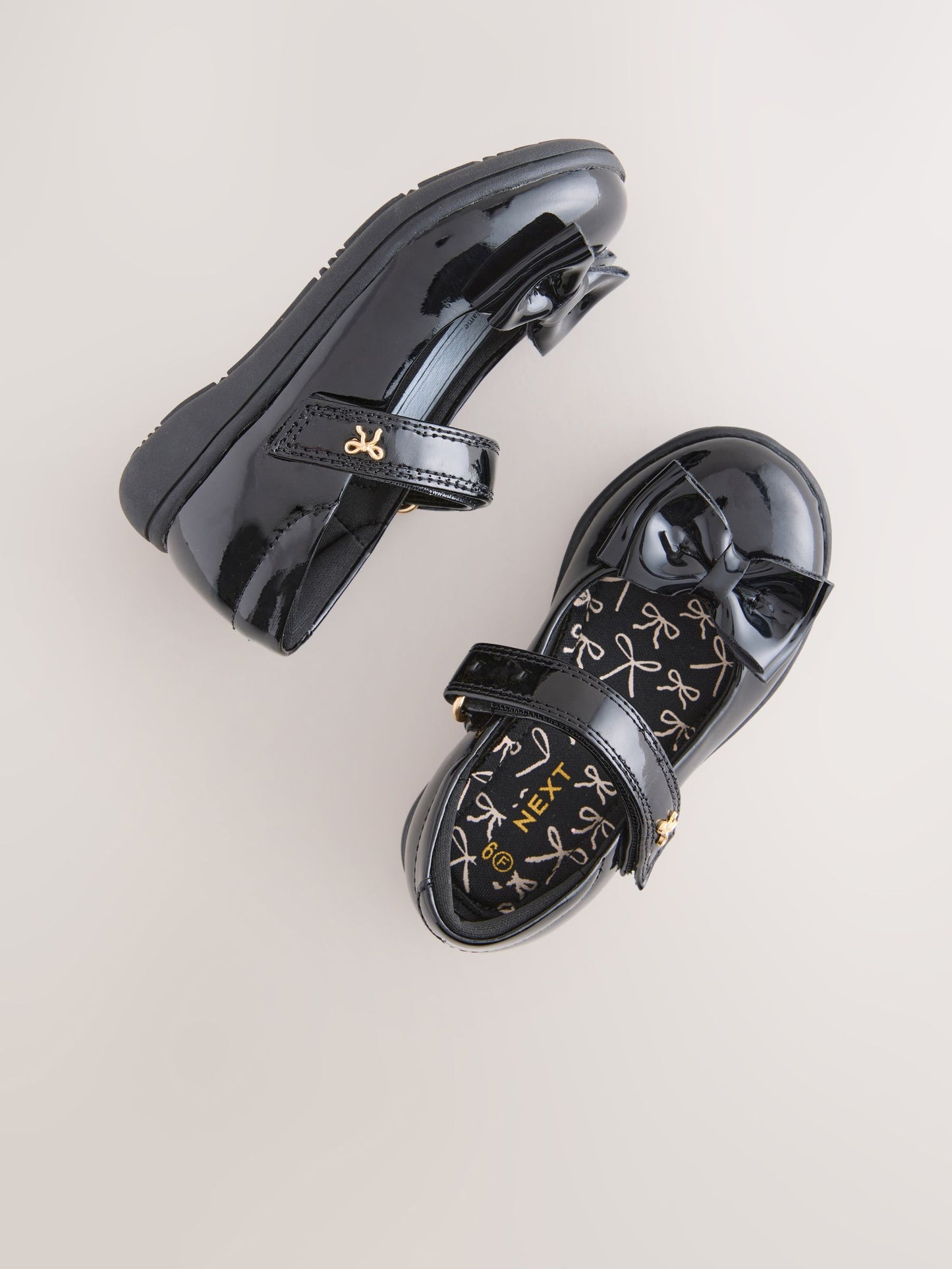 Black Patent Standard Fit (F) Bow Mary Jane School Shoes image 4
