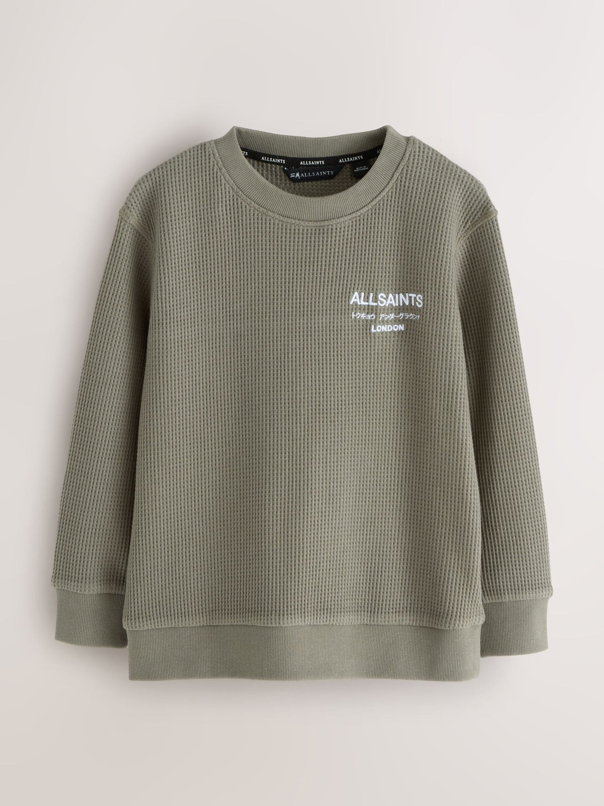 smALLSAINTS Khaki Green Waffle Underground Oversized Crew Neck Sweatshirt - image 6