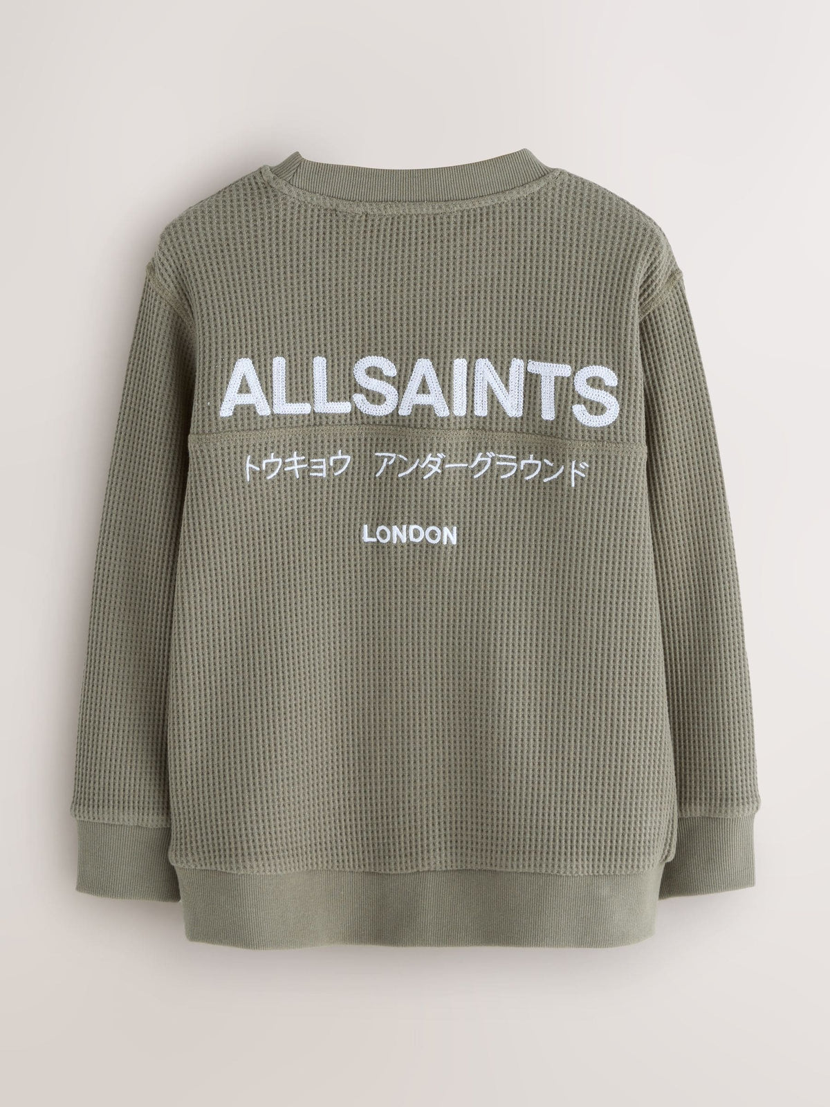 smALLSAINTS Khaki Green Waffle Underground Oversized Crew Neck Sweatshirt - image 7