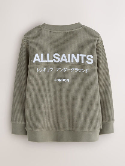 smALLSAINTS Khaki Green Waffle Underground Oversized Crew Neck Sweatshirt - image 7