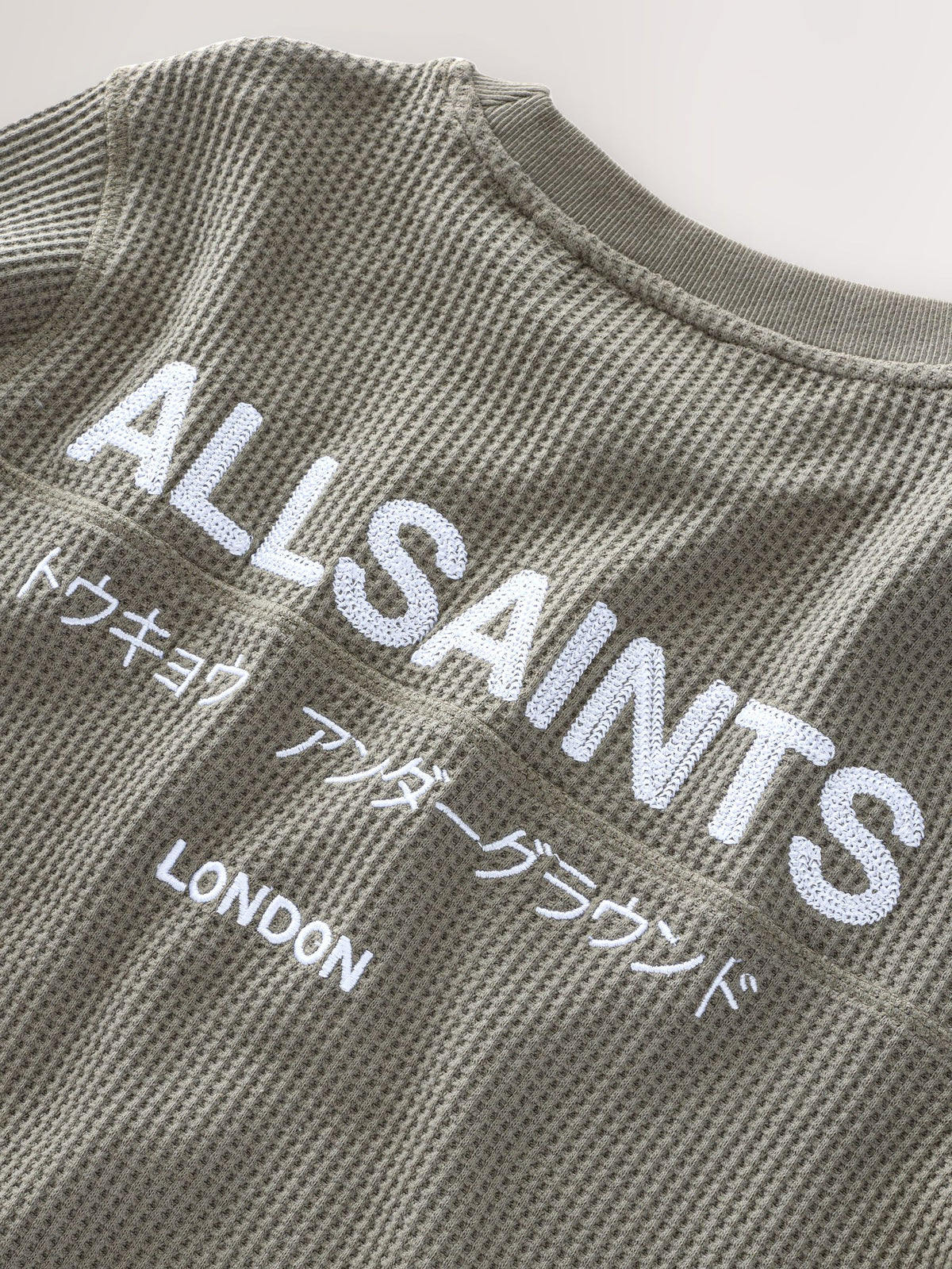 smALLSAINTS Khaki Green Waffle Underground Oversized Crew Neck Sweatshirt - image 8