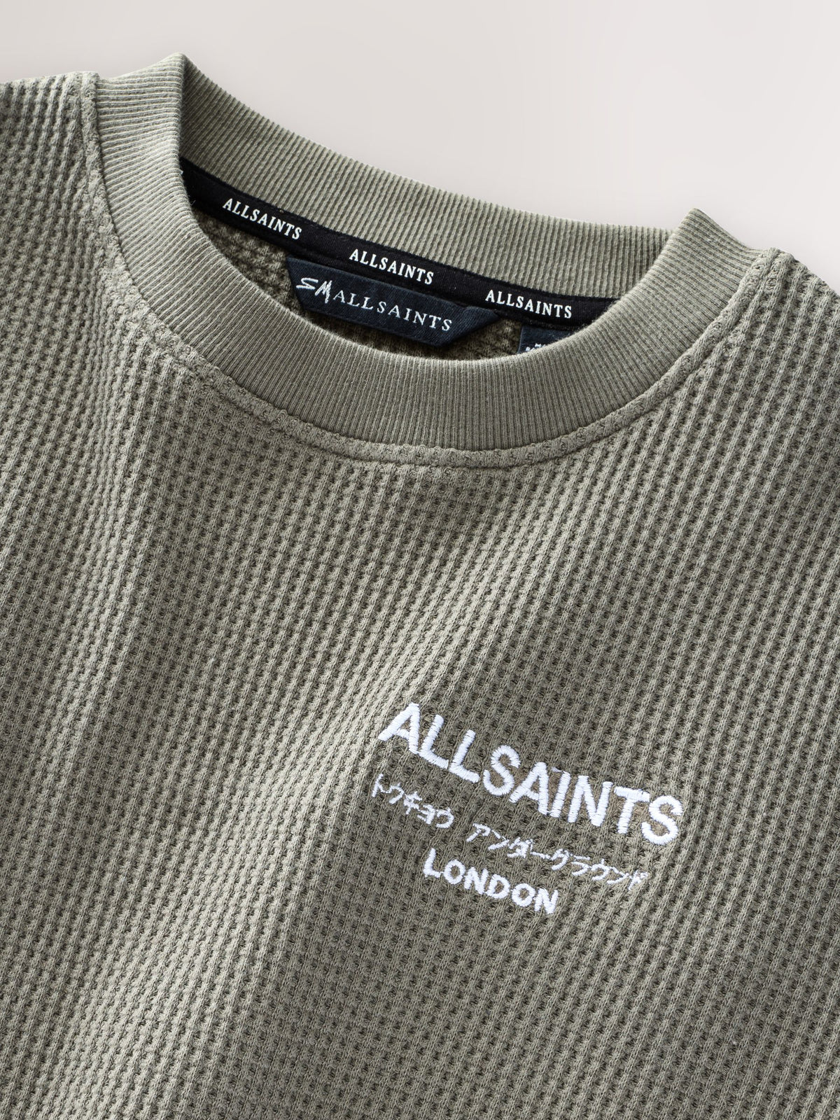 smALLSAINTS Khaki Green Waffle Underground Oversized Crew Neck Sweatshirt - image 9