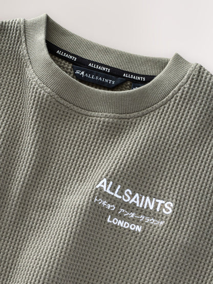 smALLSAINTS Khaki Green Waffle Underground Oversized Crew Neck Sweatshirt - image 9