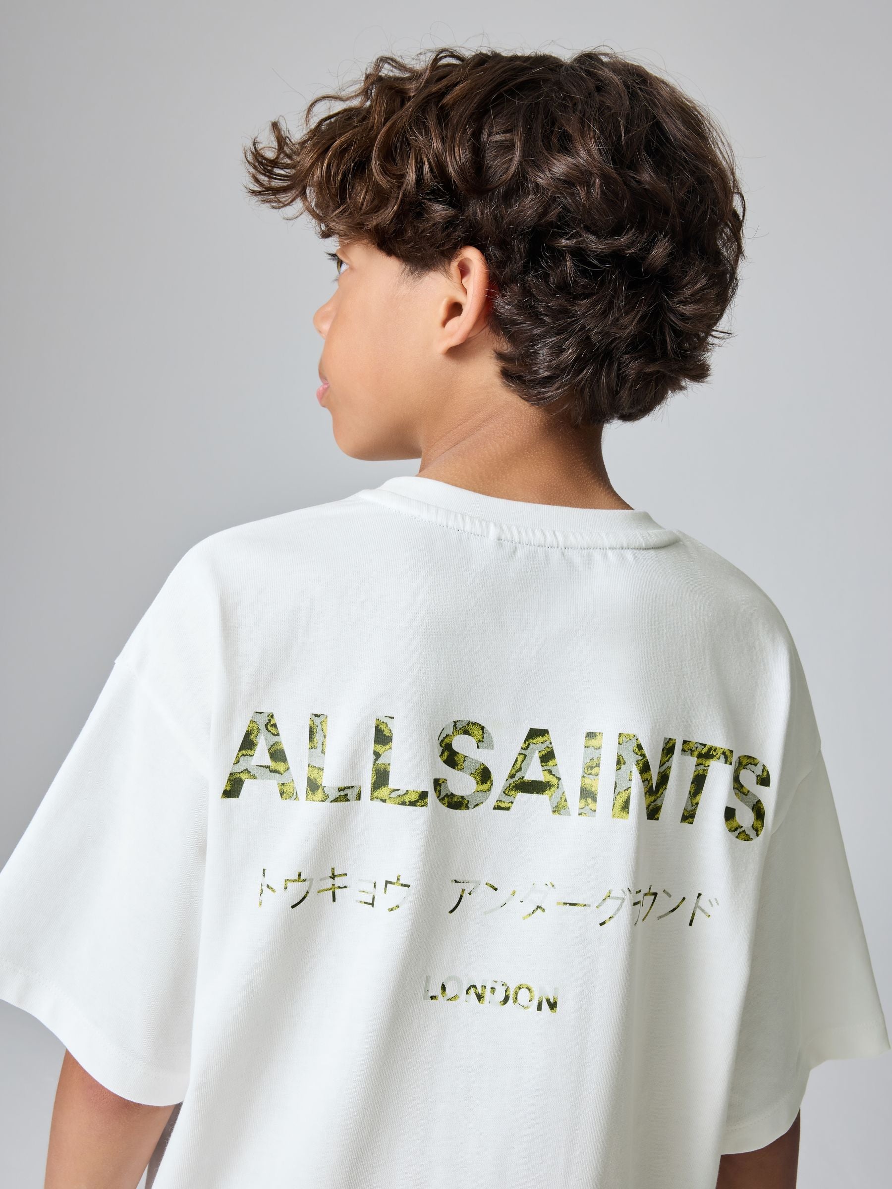 Dsiney Kidz - smALLSAINTS White/Camo Oversized Underground Crew Neck Cotton T-Shirt image 1