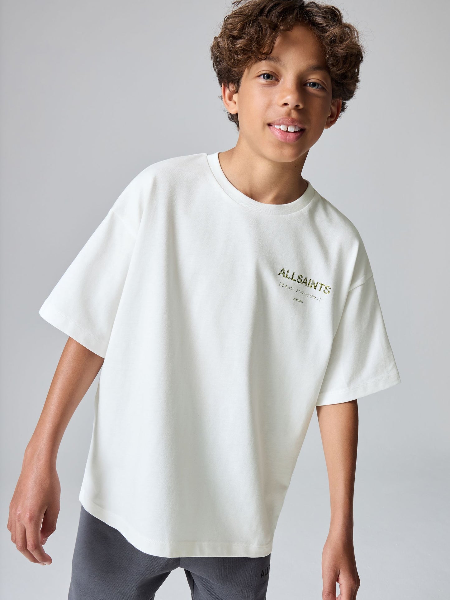 Dsiney Kidz - smALLSAINTS White/Camo Oversized Underground Crew Neck Cotton T-Shirt image 2
