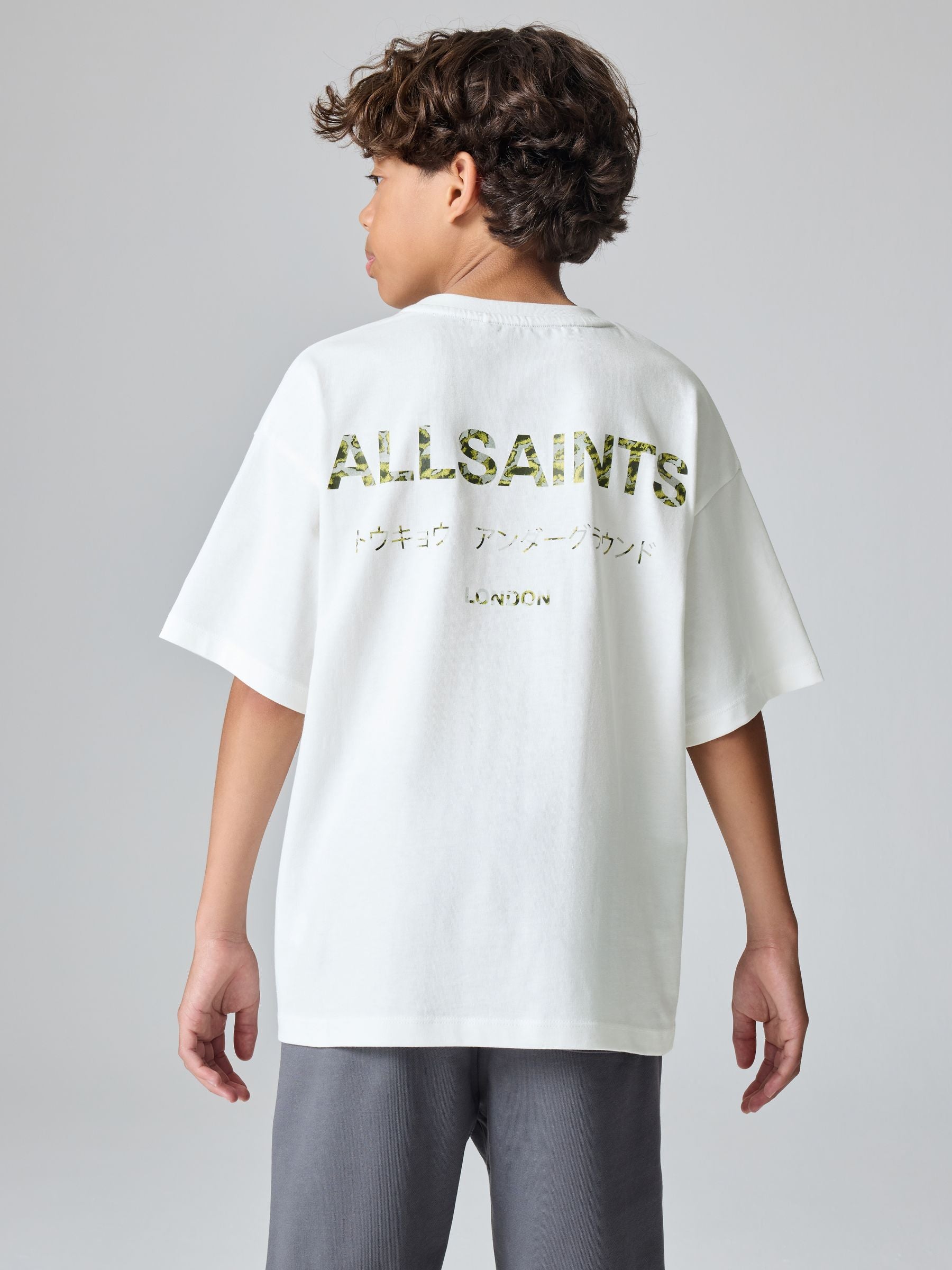 Dsiney Kidz - smALLSAINTS White/Camo Oversized Underground Crew Neck Cotton T-Shirt image 3
