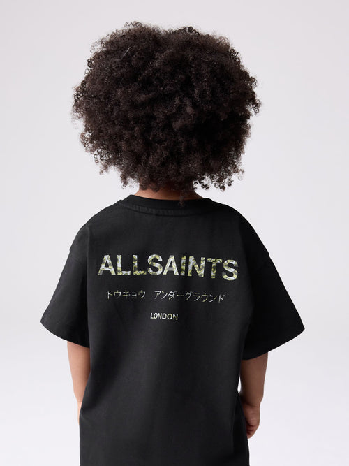 smALLSAINTS Black/Camo Younger Oversized Underground Crew Neck T-Shirt image 1