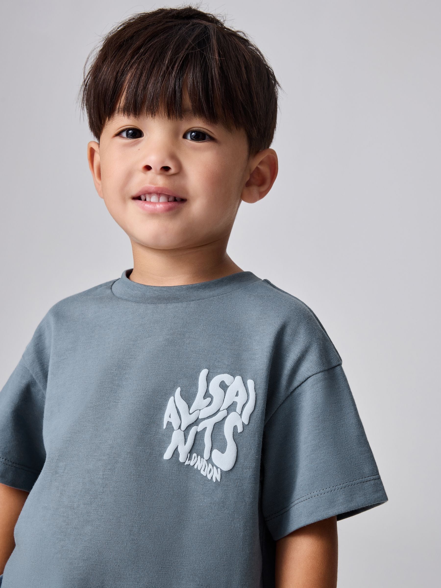 smALLSAINTS Slate Grey Orlando Logo Oversized Crew Neck T-Shirt image 3