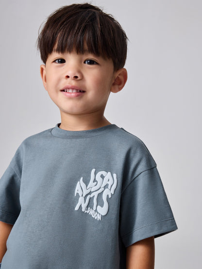 smALLSAINTS Slate Grey Orlando Logo Oversized Crew Neck T-Shirt image 3