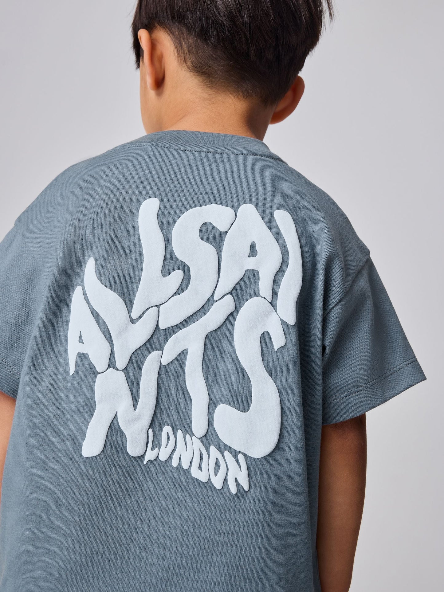 smALLSAINTS Slate Grey Orlando Logo Oversized Crew Neck T-Shirt image 4
