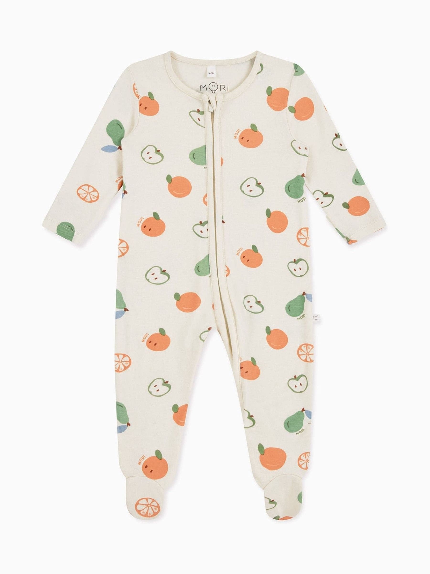 MORI Cream Fruit Print Supersoft 2 Way Zip Up Sleepsuit image 4
