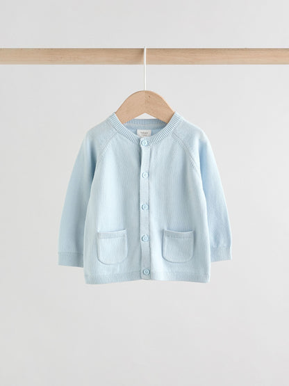 Blue 100% Cotton Knitted Baby Cardigans 2 Pack (0mths-2yrs) - image 3