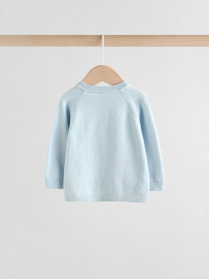 Blue 100% Cotton Knitted Baby Cardigans 2 Pack (0mths-2yrs) - image 4