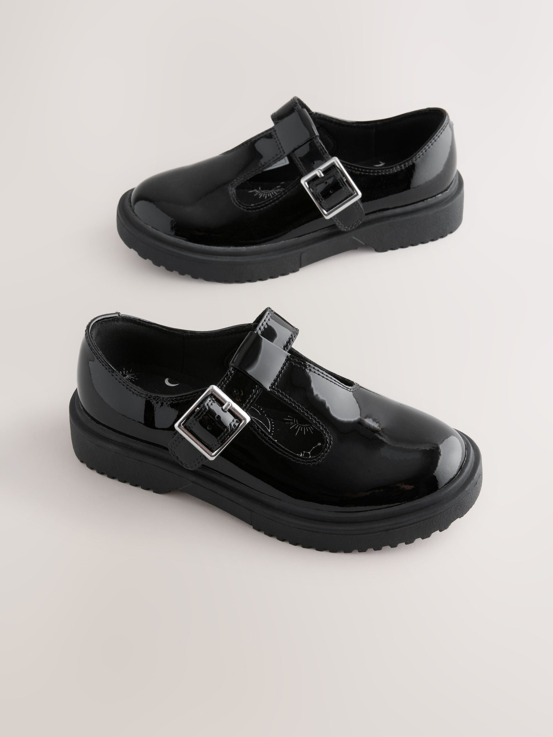Black Chunky T-Bar School Shoes image 1