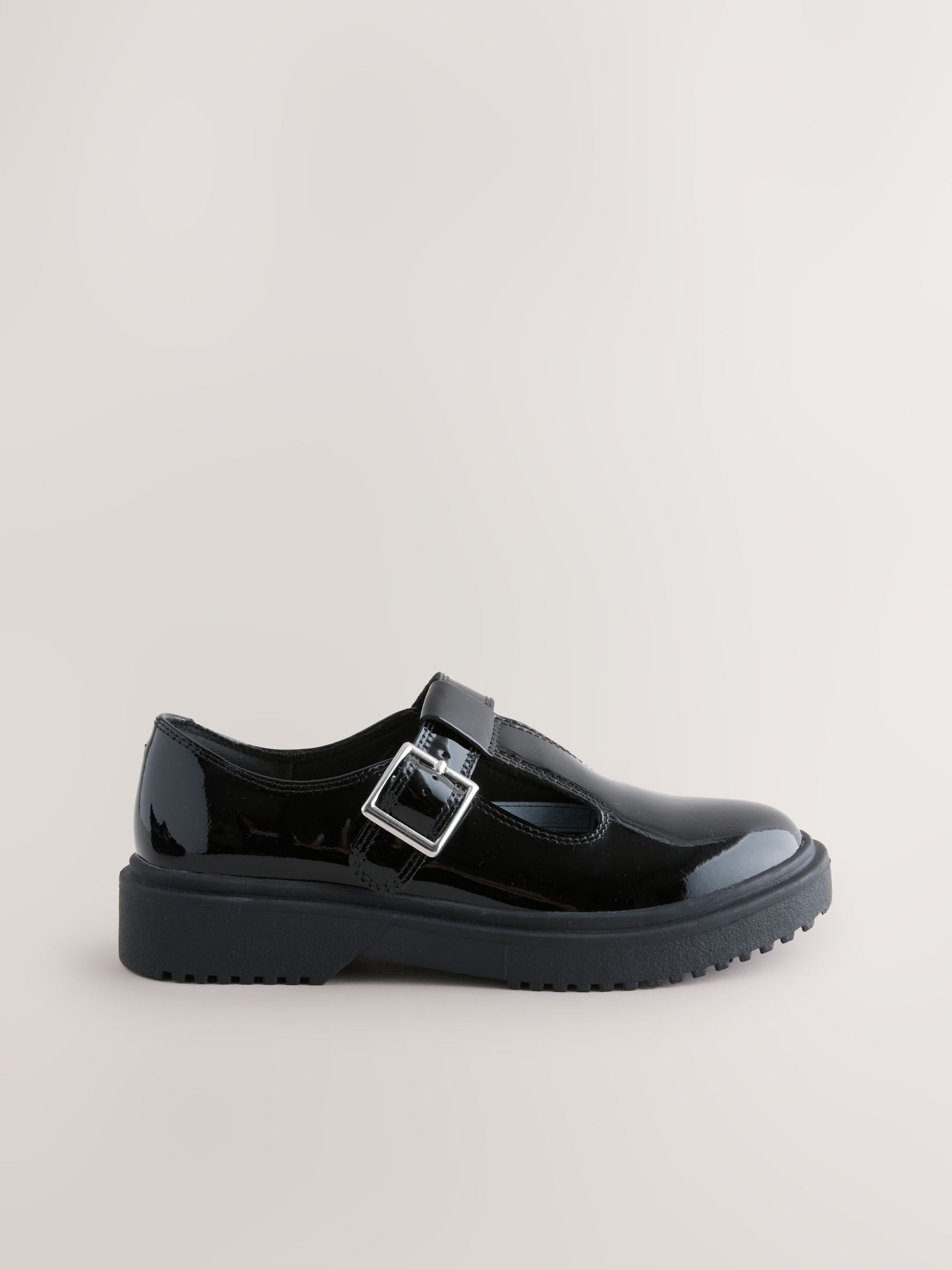 Black Chunky T-Bar School Shoes image 2