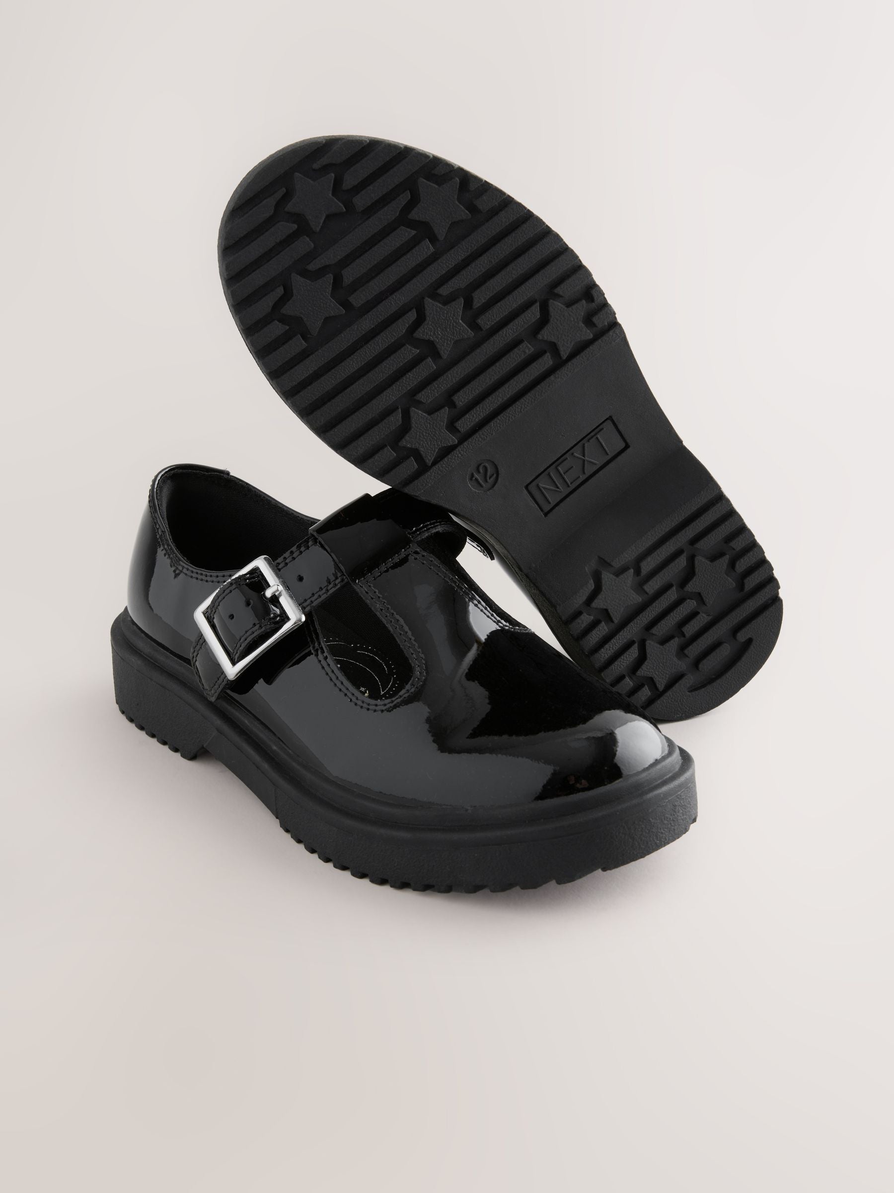Black Chunky T-Bar School Shoes image 3