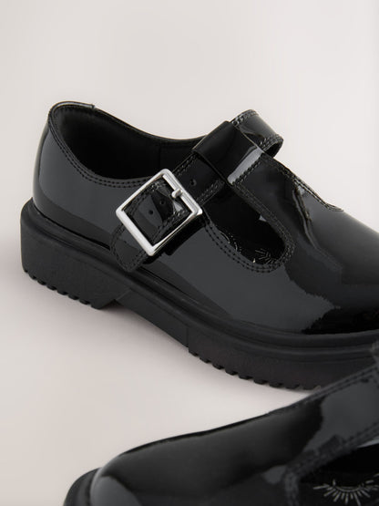 Black Chunky T-Bar School Shoes image 4