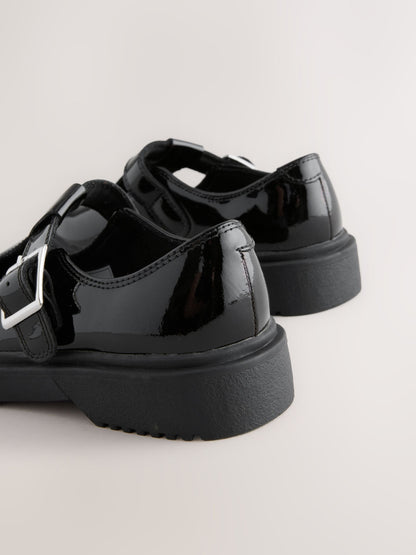 Black Chunky T-Bar School Shoes image 5
