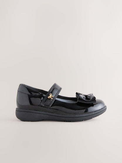 Black Patent Wide Fit (G) Bow Mary Jane School Shoes image 2