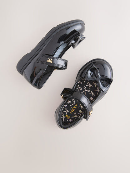 Black Patent Wide Fit (G) Bow Mary Jane School Shoes image 4