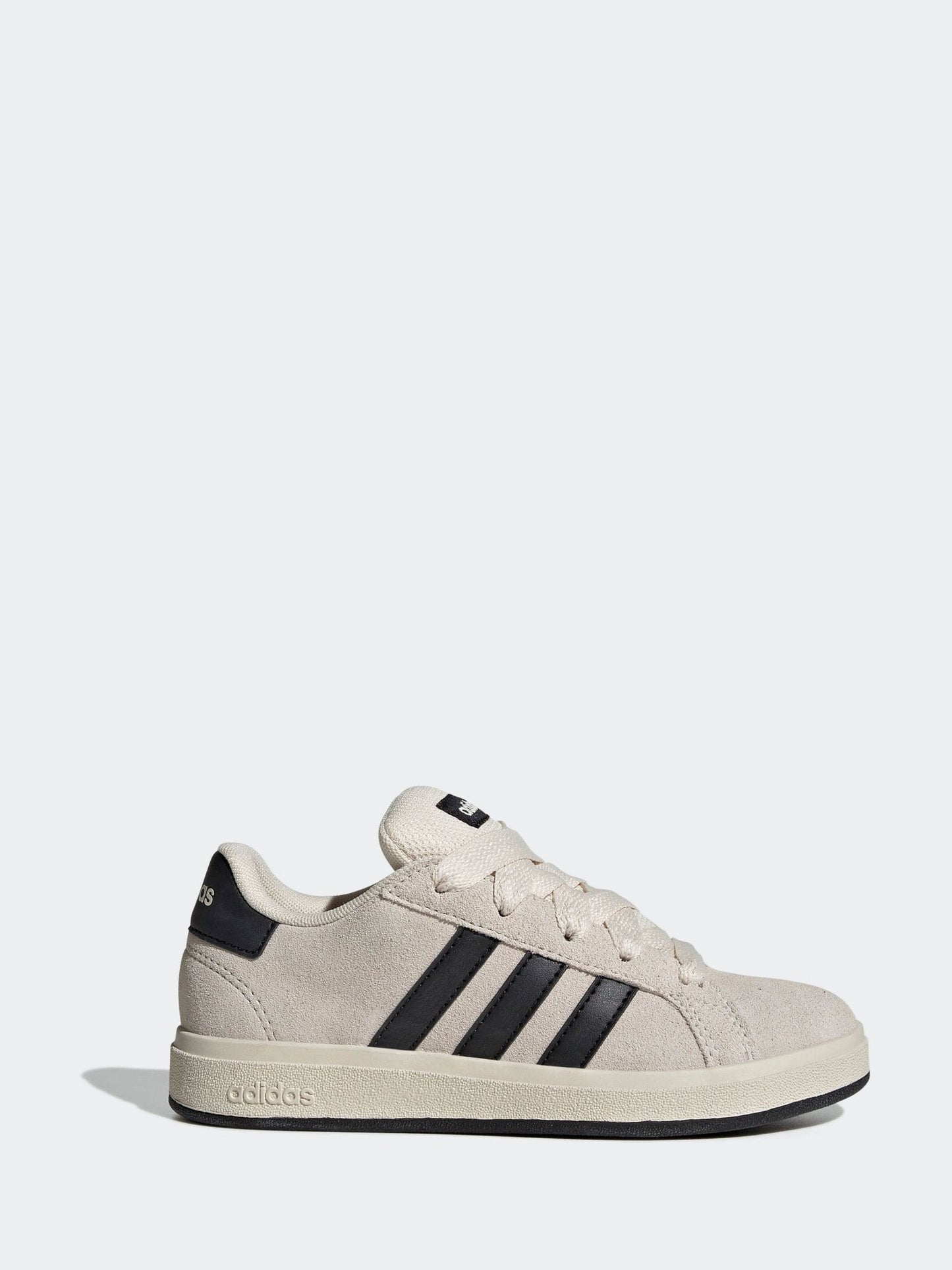 adidas Grey/Black Grand Court 00s Suede Lace Kids Trainers image 1