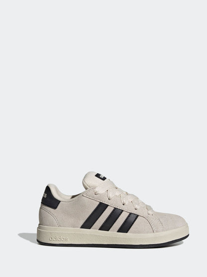 adidas Grey/Black Grand Court 00s Suede Lace Kids Trainers image 1