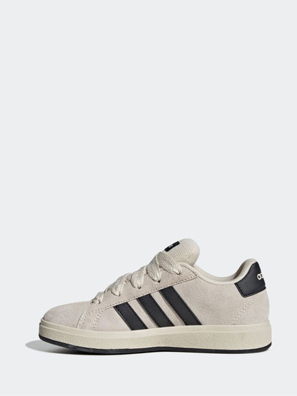 adidas Grey/Black Grand Court 00s Suede Lace Kids Trainers image 2