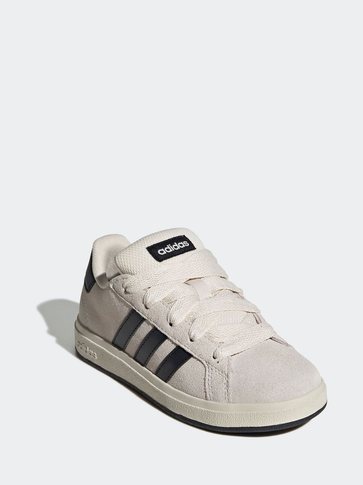 adidas Grey/Black Grand Court 00s Suede Lace Kids Trainers image 3