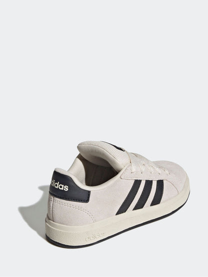 adidas Grey/Black Grand Court 00s Suede Lace Kids Trainers image 4