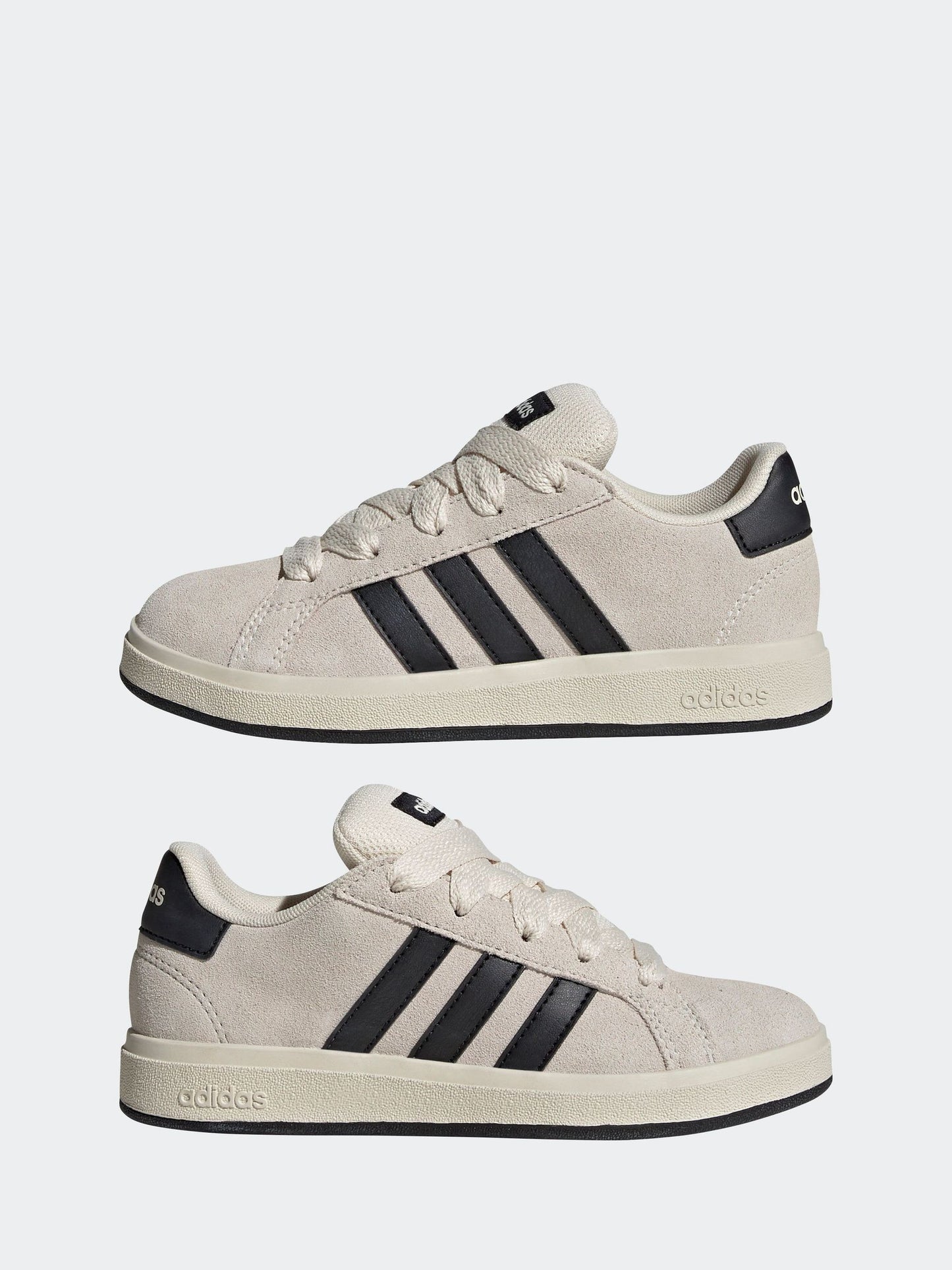 adidas Grey/Black Grand Court 00s Suede Lace Kids Trainers image 7