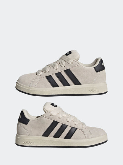 adidas Grey/Black Grand Court 00s Suede Lace Kids Trainers image 7