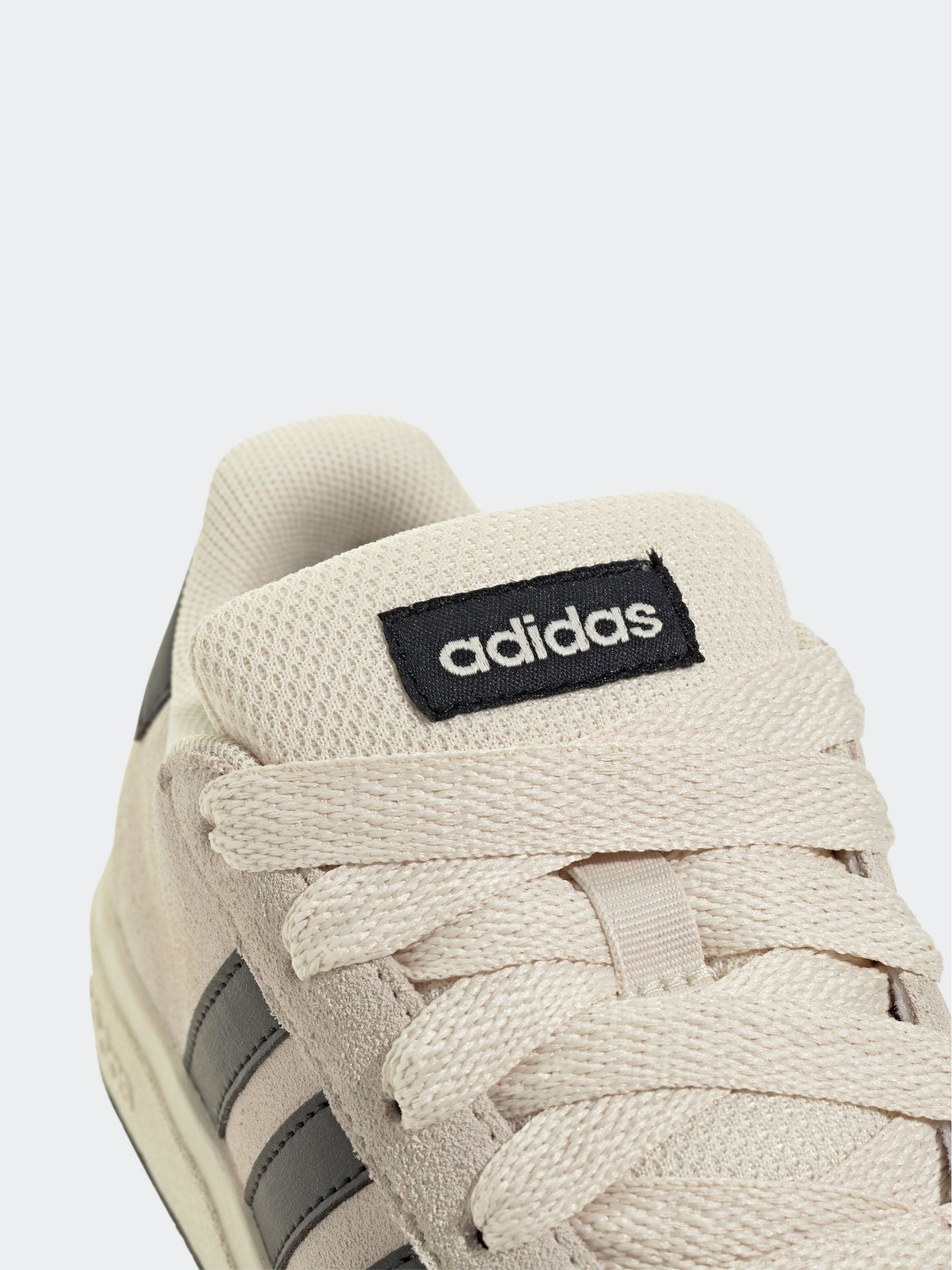 adidas Grey/Black Grand Court 00s Suede Lace Kids Trainers image 8