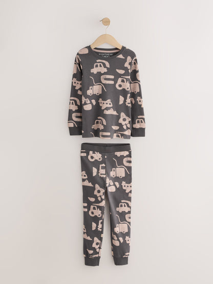 Brown/Cream Transport Mini Snuggle Pyjamas 3 Pack (9mths-10yrs) image 5